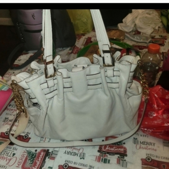 🍁🍂MICHAEL Michael Kors Off White Leather Large Edie Shoulder Bag - Picture 6 of 8